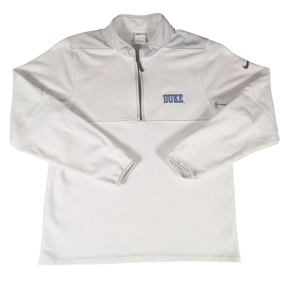 Nike Duke Blue Devils Therma-FIT Quarter Zip Fleece Pullover White Mens M